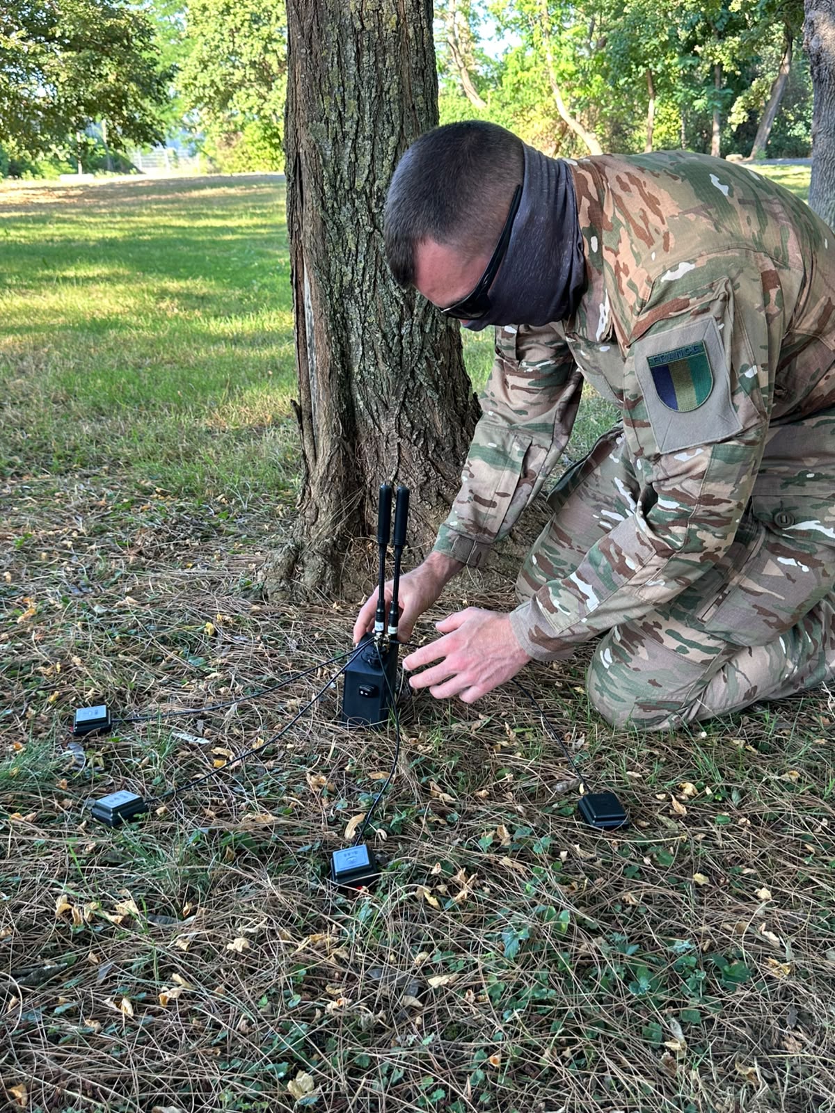 The anti-jam unit deployed in the field.